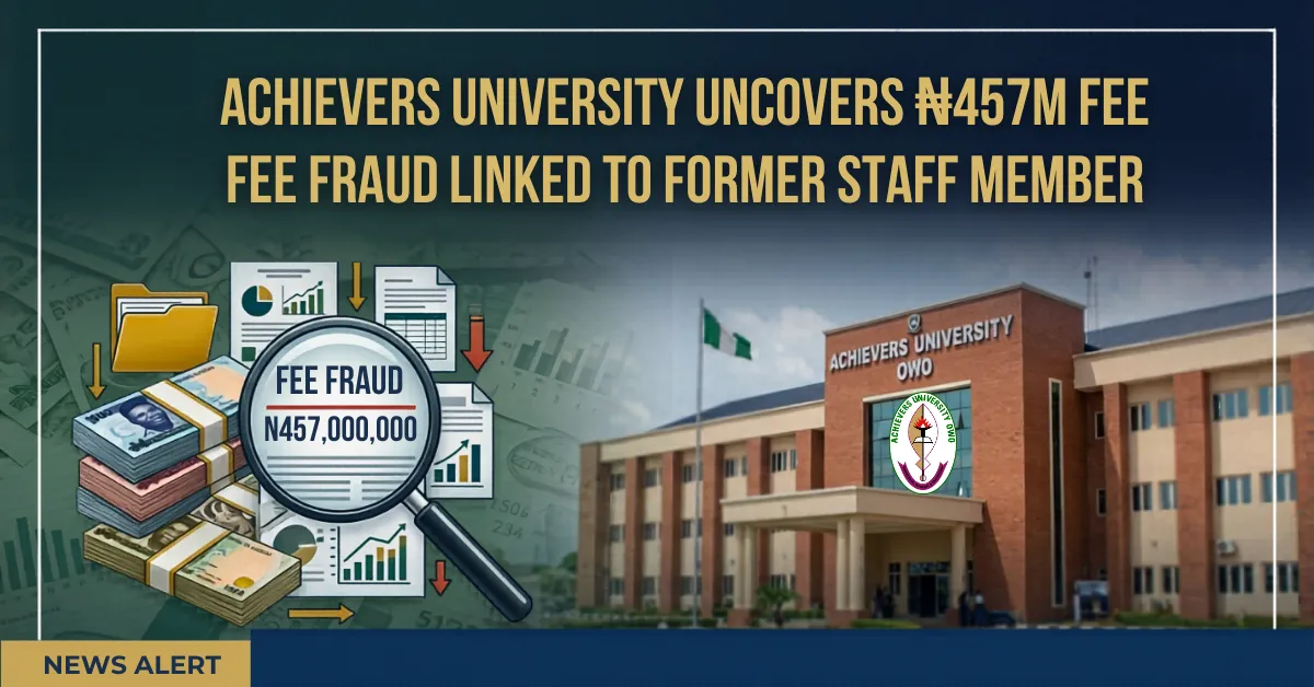 Achievers University Uncovers N457m Fee Fraud Linked to Former Staff Member