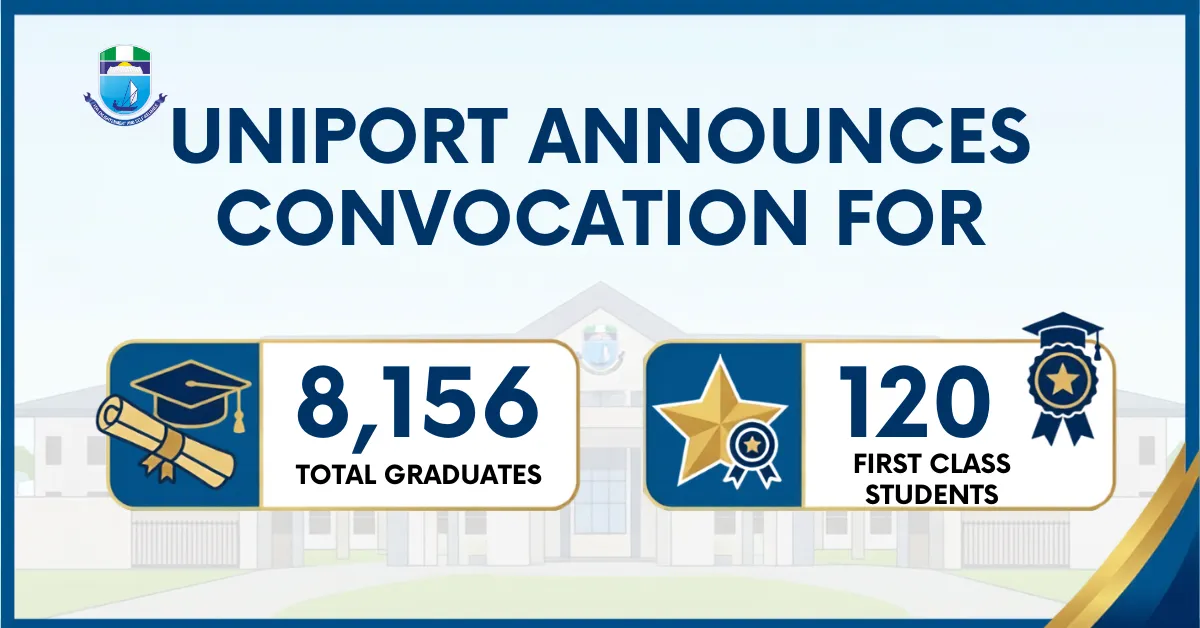 UNIPORT Announces Convocation For 8,156 Students Including 120 First Class