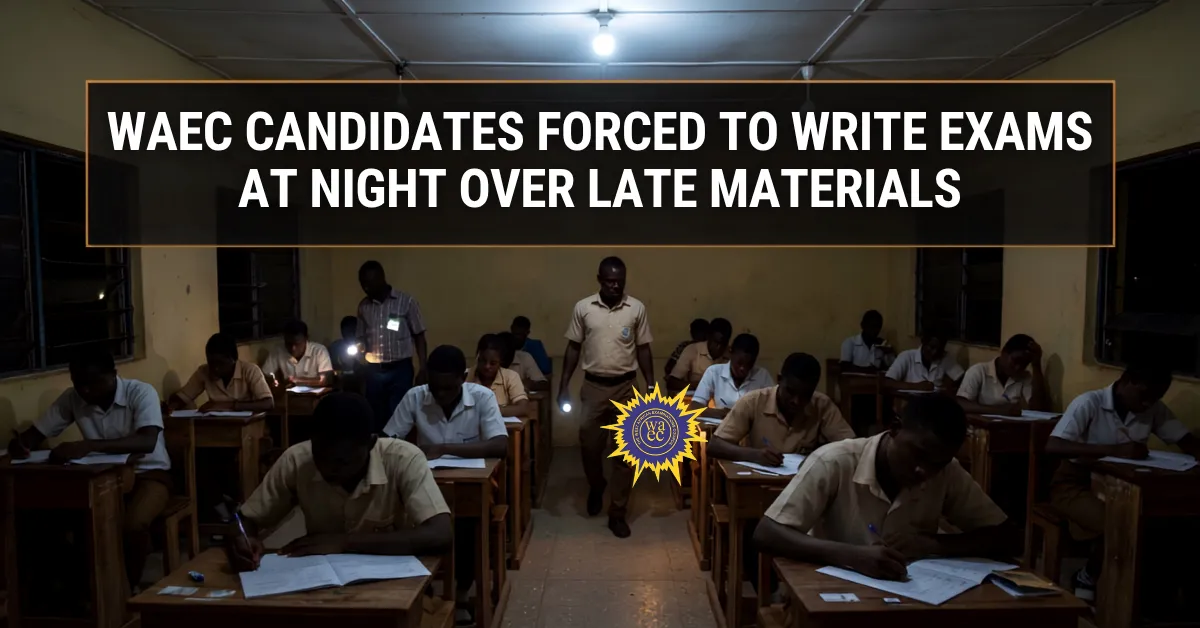 WAEC Candidates Forced to Write Exams at Night Over Late Materials