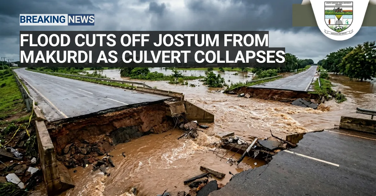Flood Cuts Off JoSTUM From Makurdi as Culvert Collapses