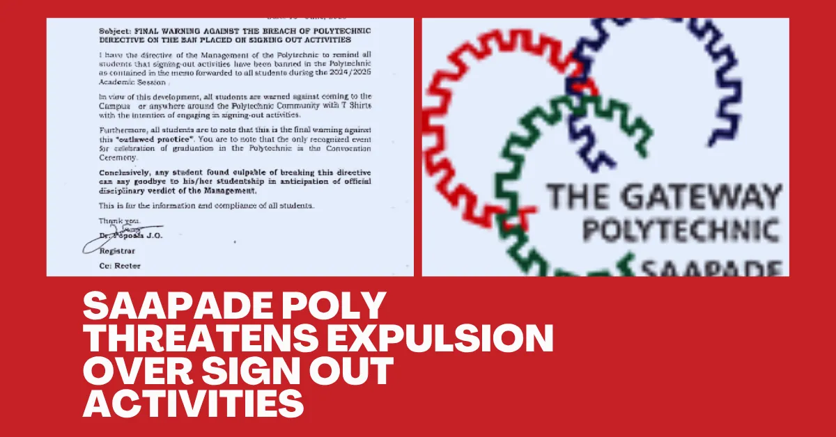 Saapade Poly Threatens Expulsion Over Sign Out Activities