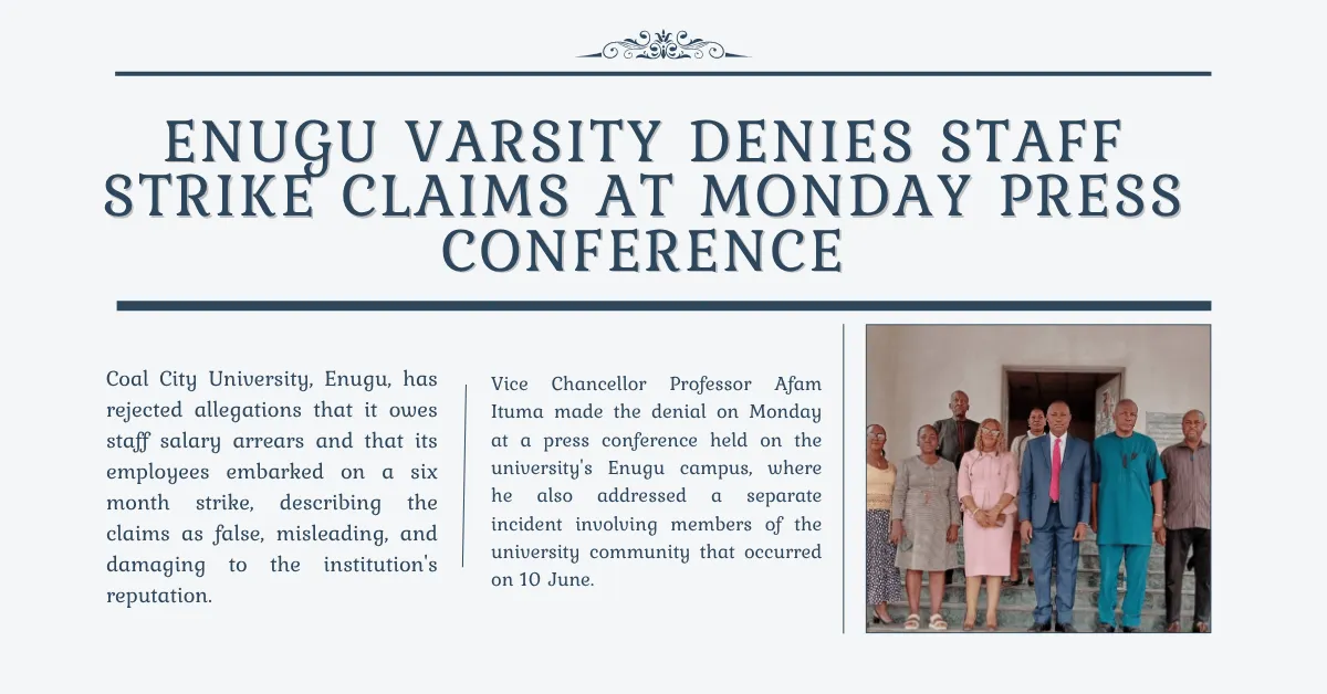 Enugu Varsity Denies Staff Strike Claims At Monday Press Conference
