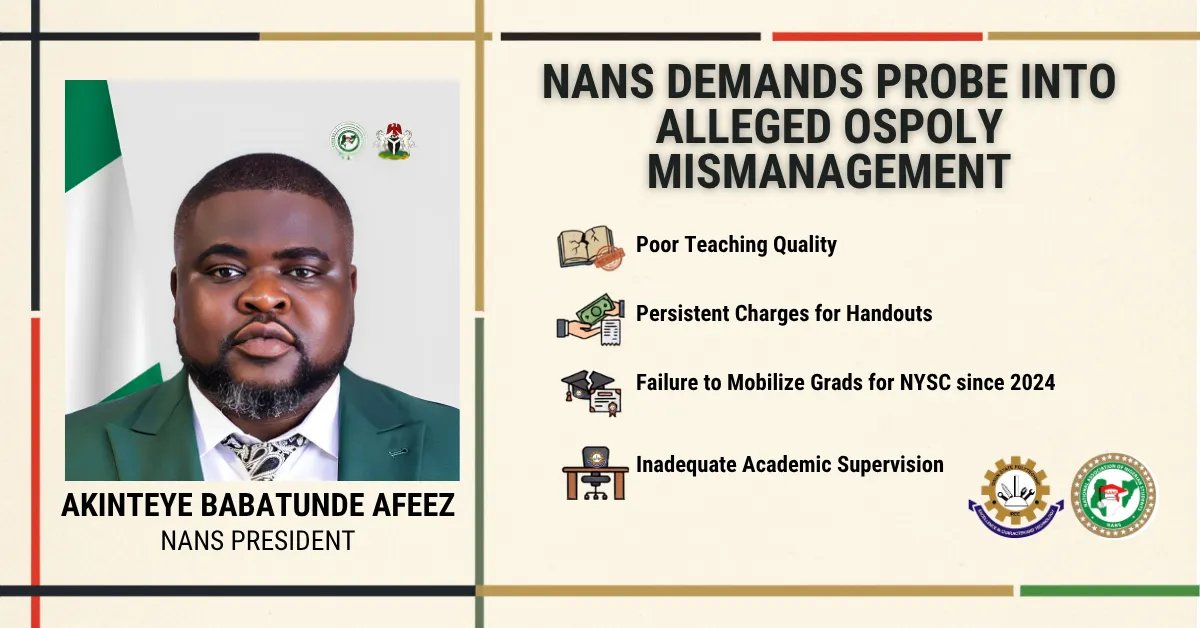 NANS Demands Probe Into Alleged OSPOLY Mismanagement