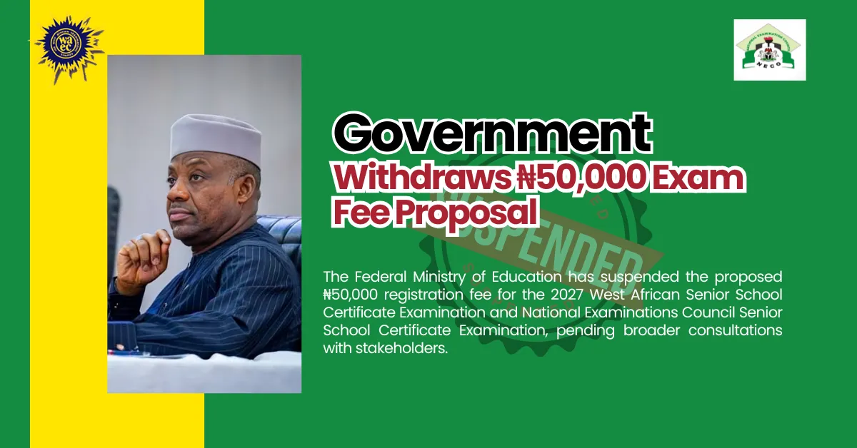 Government Withdraws ₦50,000 Exam Fee Proposal
