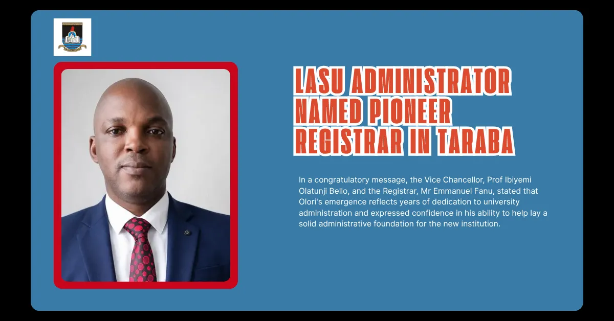 LASU Administrator Named Pioneer Registrar In Taraba