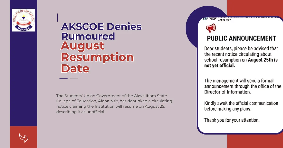 AKSCOE Denies Rumoured August Resumption Date