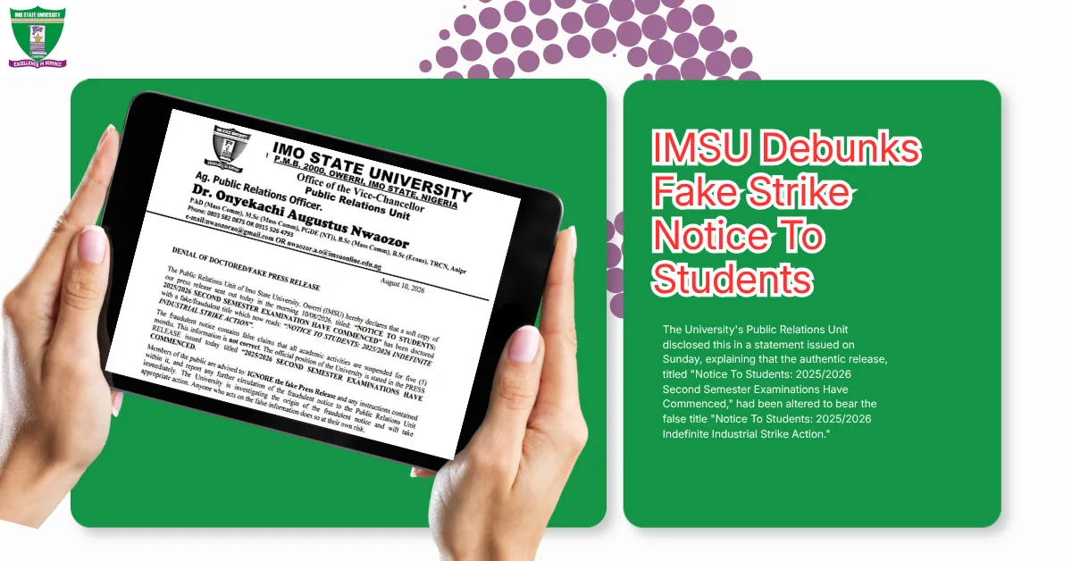 IMSU Debunks Fake Strike Notice To Students